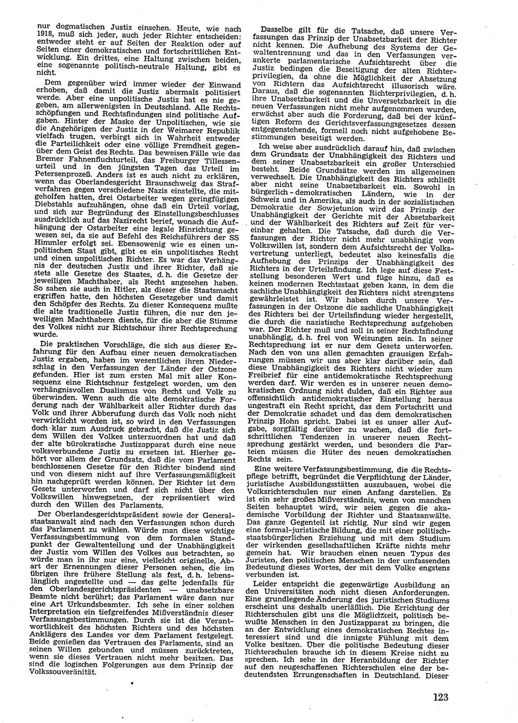 Neue Justiz (NJ), Zeitschrift für Recht und Rechtswissenschaft [Sowjetische Besatzungszone (SBZ) Deutschland], 2. Jahrgang 1948, Seite 123 (NJ SBZ Dtl. 1948, S. 123)
