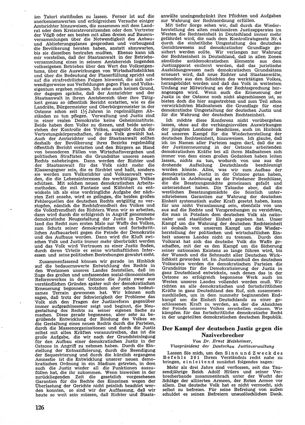 Neue Justiz (NJ), Zeitschrift für Recht und Rechtswissenschaft [Sowjetische Besatzungszone (SBZ) Deutschland], 2. Jahrgang 1948, Seite 126 (NJ SBZ Dtl. 1948, S. 126)