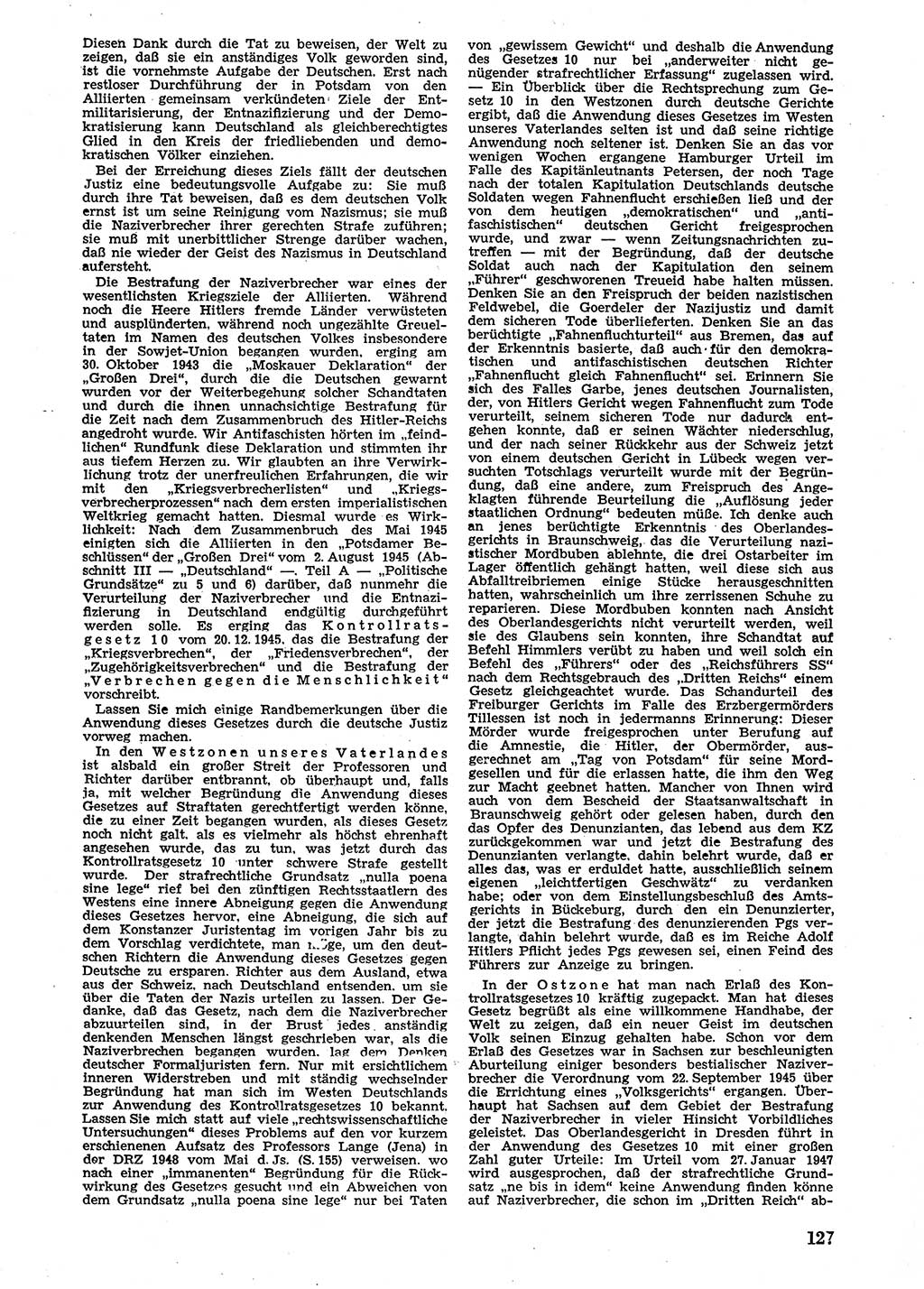Neue Justiz (NJ), Zeitschrift für Recht und Rechtswissenschaft [Sowjetische Besatzungszone (SBZ) Deutschland], 2. Jahrgang 1948, Seite 127 (NJ SBZ Dtl. 1948, S. 127)