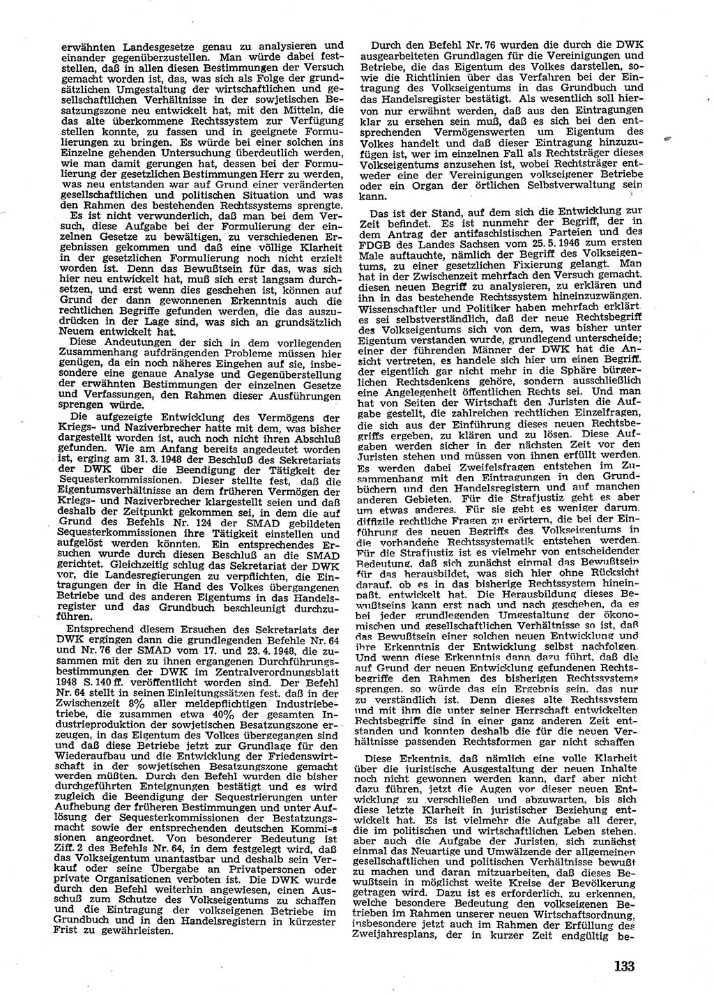 Neue Justiz (NJ), Zeitschrift für Recht und Rechtswissenschaft [Sowjetische Besatzungszone (SBZ) Deutschland], 2. Jahrgang 1948, Seite 133 (NJ SBZ Dtl. 1948, S. 133)