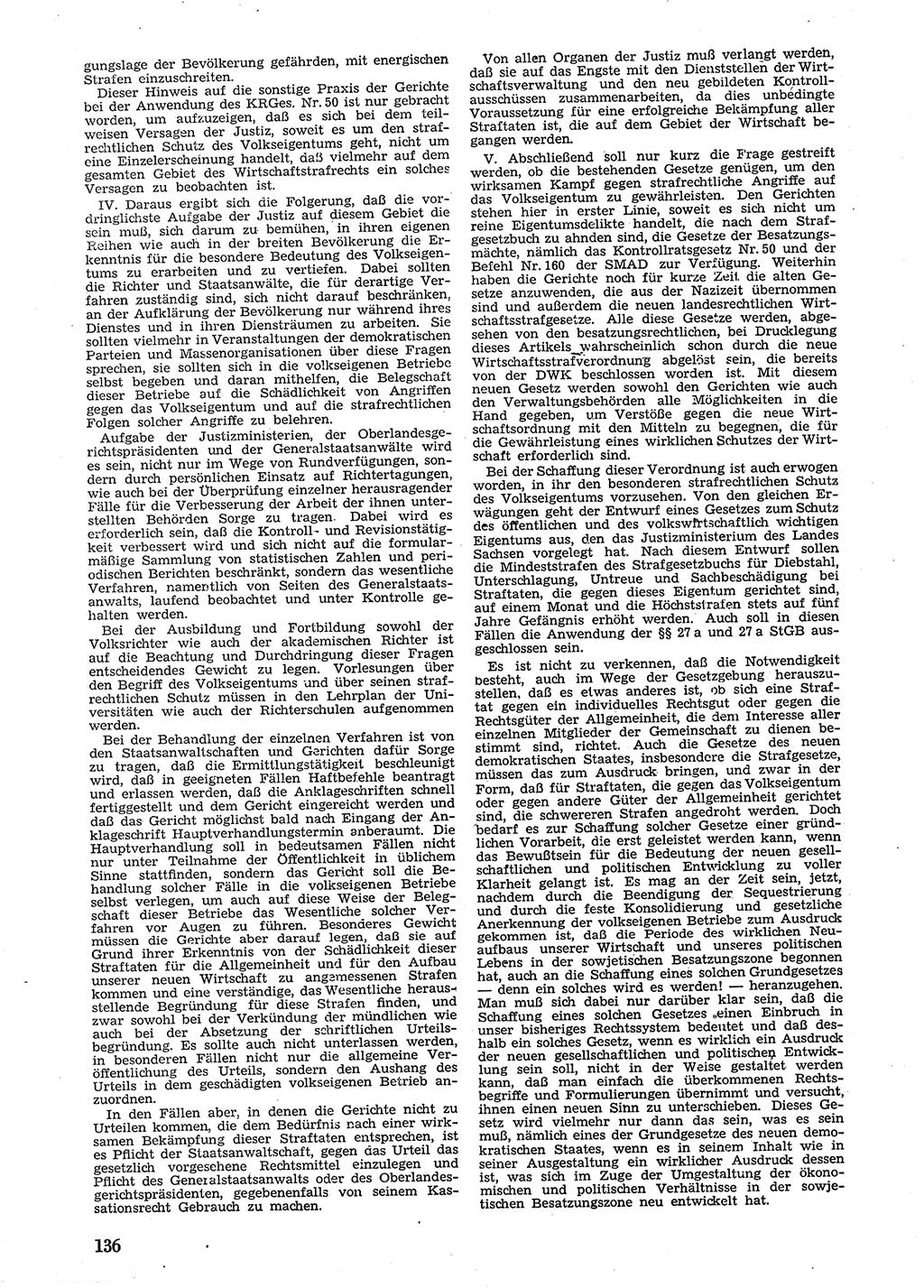 Neue Justiz (NJ), Zeitschrift für Recht und Rechtswissenschaft [Sowjetische Besatzungszone (SBZ) Deutschland], 2. Jahrgang 1948, Seite 136 (NJ SBZ Dtl. 1948, S. 136)