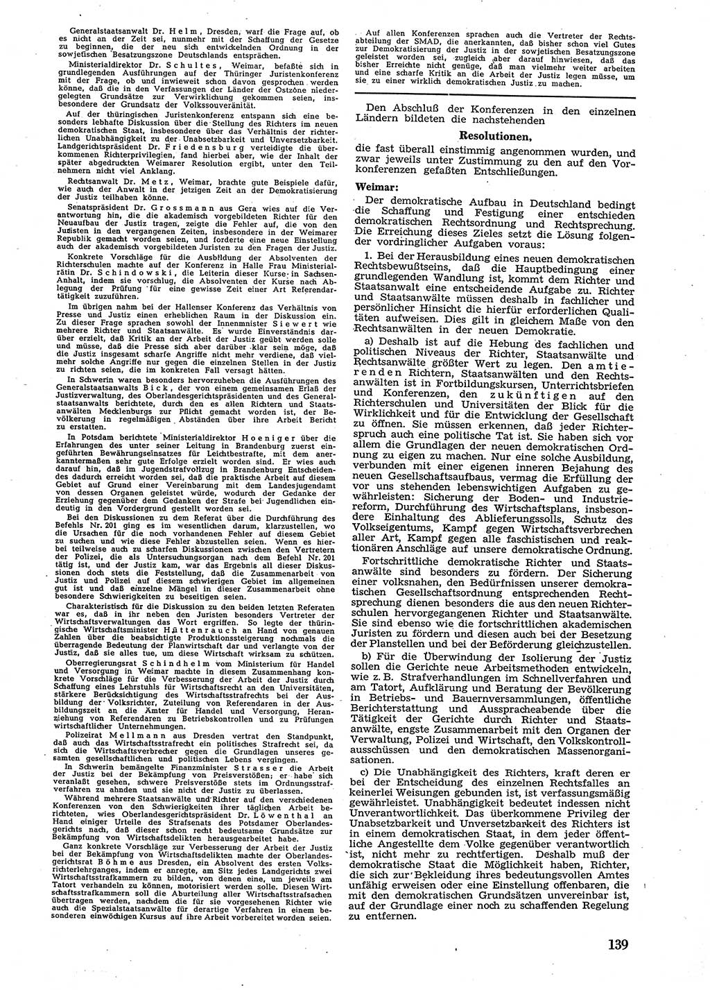 Neue Justiz (NJ), Zeitschrift für Recht und Rechtswissenschaft [Sowjetische Besatzungszone (SBZ) Deutschland], 2. Jahrgang 1948, Seite 139 (NJ SBZ Dtl. 1948, S. 139)