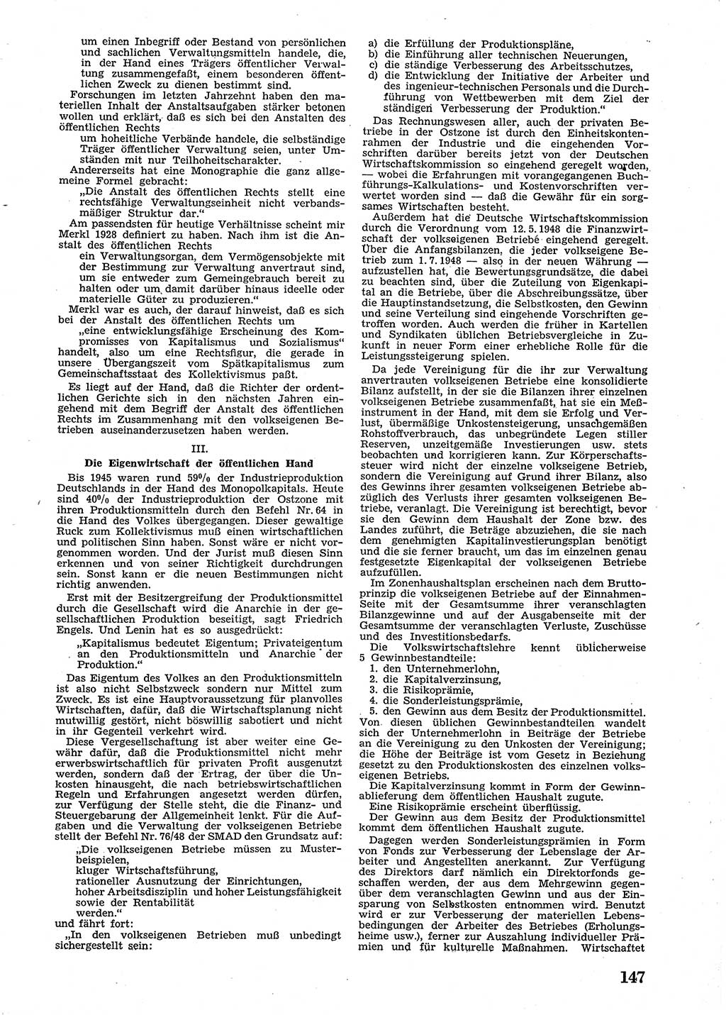 Neue Justiz (NJ), Zeitschrift für Recht und Rechtswissenschaft [Sowjetische Besatzungszone (SBZ) Deutschland], 2. Jahrgang 1948, Seite 147 (NJ SBZ Dtl. 1948, S. 147)