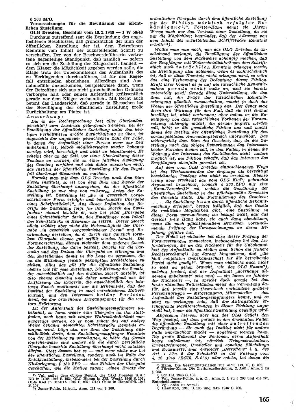 Neue Justiz (NJ), Zeitschrift für Recht und Rechtswissenschaft [Sowjetische Besatzungszone (SBZ) Deutschland], 2. Jahrgang 1948, Seite 165 (NJ SBZ Dtl. 1948, S. 165)