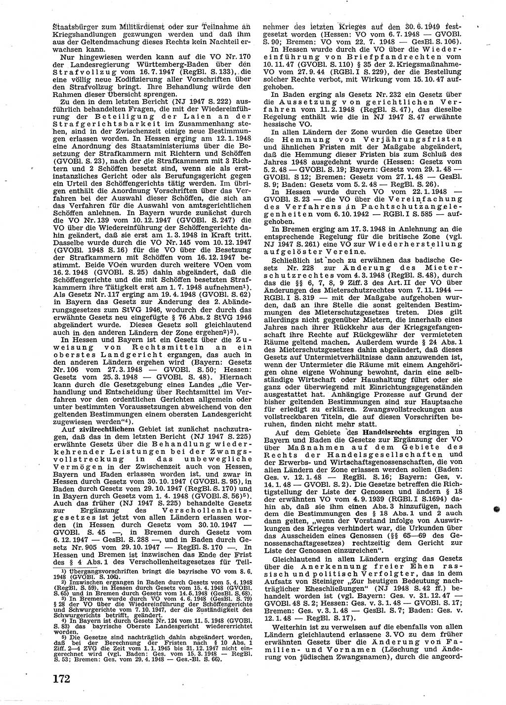 Neue Justiz (NJ), Zeitschrift für Recht und Rechtswissenschaft [Sowjetische Besatzungszone (SBZ) Deutschland], 2. Jahrgang 1948, Seite 172 (NJ SBZ Dtl. 1948, S. 172)