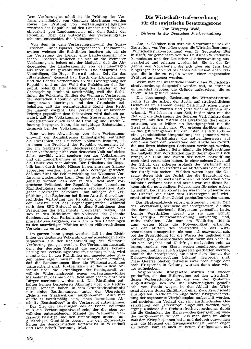 Neue Justiz (NJ), Zeitschrift für Recht und Rechtswissenschaft [Sowjetische Besatzungszone (SBZ) Deutschland], 2. Jahrgang 1948, Seite 182 (NJ SBZ Dtl. 1948, S. 182)