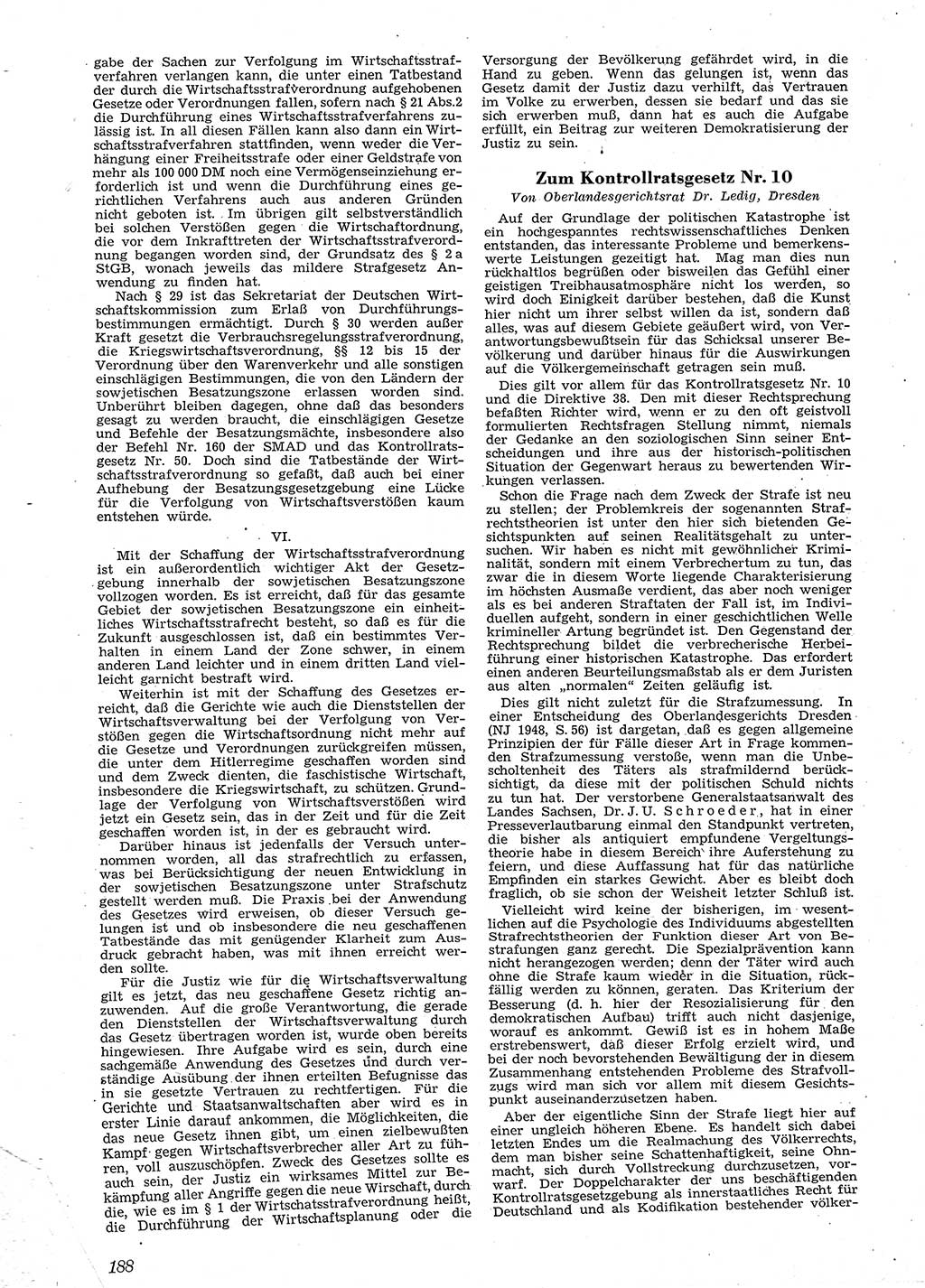 Neue Justiz (NJ), Zeitschrift für Recht und Rechtswissenschaft [Sowjetische Besatzungszone (SBZ) Deutschland], 2. Jahrgang 1948, Seite 188 (NJ SBZ Dtl. 1948, S. 188)