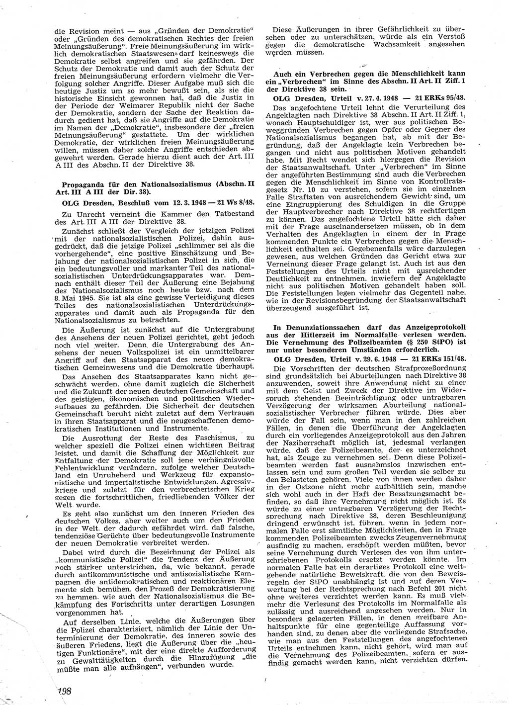 Neue Justiz (NJ), Zeitschrift für Recht und Rechtswissenschaft [Sowjetische Besatzungszone (SBZ) Deutschland], 2. Jahrgang 1948, Seite 198 (NJ SBZ Dtl. 1948, S. 198)