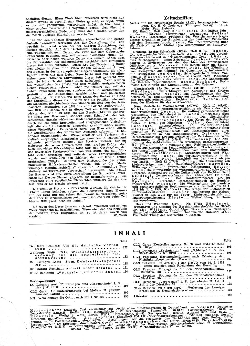 Neue Justiz (NJ), Zeitschrift für Recht und Rechtswissenschaft [Sowjetische Besatzungszone (SBZ) Deutschland], 2. Jahrgang 1948, Seite 200 (NJ SBZ Dtl. 1948, S. 200)