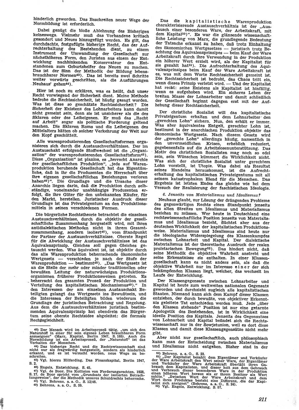 Neue Justiz (NJ), Zeitschrift für Recht und Rechtswissenschaft [Sowjetische Besatzungszone (SBZ) Deutschland], 2. Jahrgang 1948, Seite 211 (NJ SBZ Dtl. 1948, S. 211)