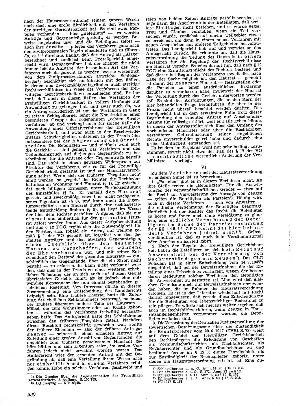 Neue Justiz (NJ), Zeitschrift für Recht und Rechtswissenschaft [Sowjetische Besatzungszone (SBZ) Deutschland], 2. Jahrgang 1948, Seite 220 (NJ SBZ Dtl. 1948, S. 220)