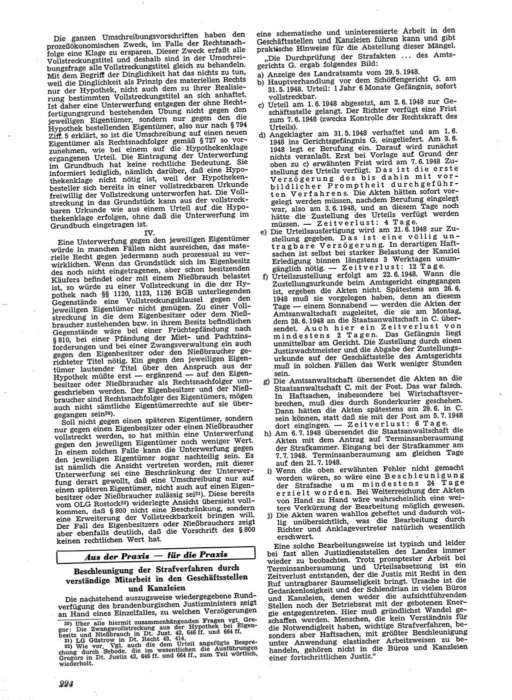 Neue Justiz (NJ), Zeitschrift für Recht und Rechtswissenschaft [Sowjetische Besatzungszone (SBZ) Deutschland], 2. Jahrgang 1948, Seite 224 (NJ SBZ Dtl. 1948, S. 224)