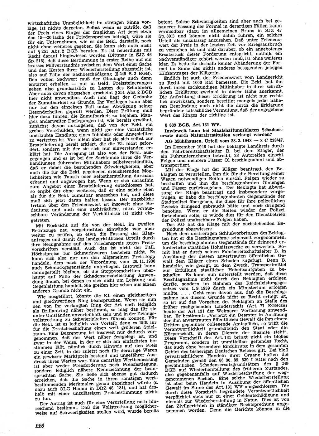 Neue Justiz (NJ), Zeitschrift für Recht und Rechtswissenschaft [Sowjetische Besatzungszone (SBZ) Deutschland], 2. Jahrgang 1948, Seite 226 (NJ SBZ Dtl. 1948, S. 226)