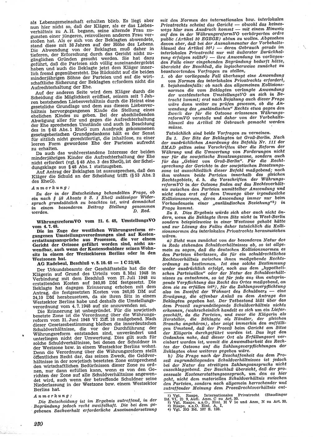 Neue Justiz (NJ), Zeitschrift für Recht und Rechtswissenschaft [Sowjetische Besatzungszone (SBZ) Deutschland], 2. Jahrgang 1948, Seite 230 (NJ SBZ Dtl. 1948, S. 230)