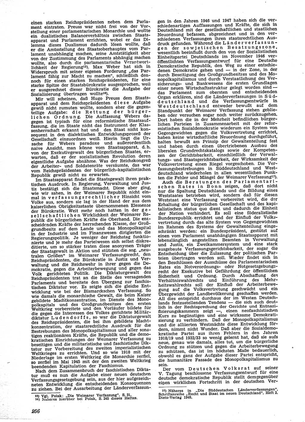 Neue Justiz (NJ), Zeitschrift für Recht und Rechtswissenschaft [Sowjetische Besatzungszone (SBZ) Deutschland], 2. Jahrgang 1948, Seite 256 (NJ SBZ Dtl. 1948, S. 256)