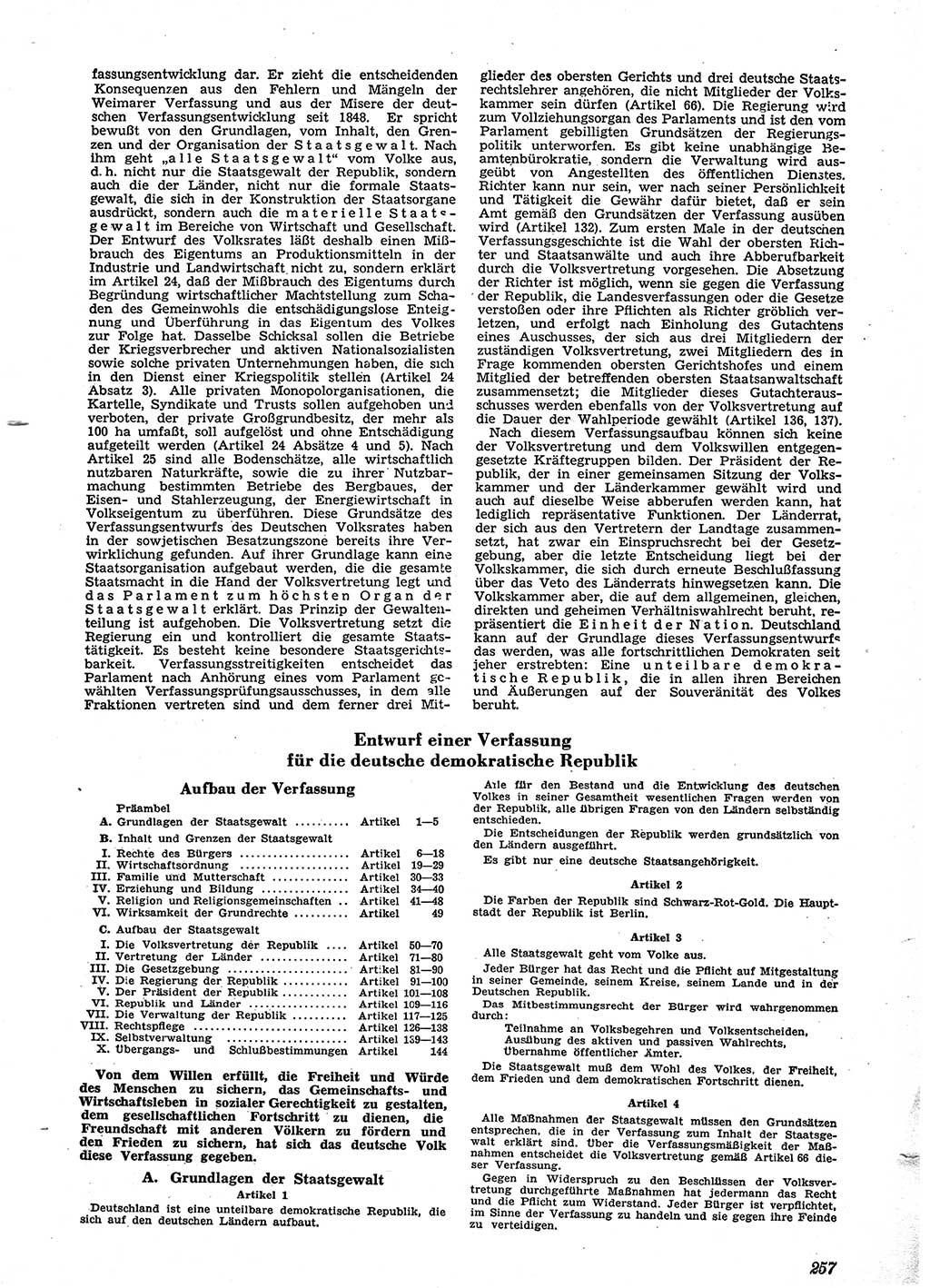 Neue Justiz (NJ), Zeitschrift für Recht und Rechtswissenschaft [Sowjetische Besatzungszone (SBZ) Deutschland], 2. Jahrgang 1948, Seite 257 (NJ SBZ Dtl. 1948, S. 257)