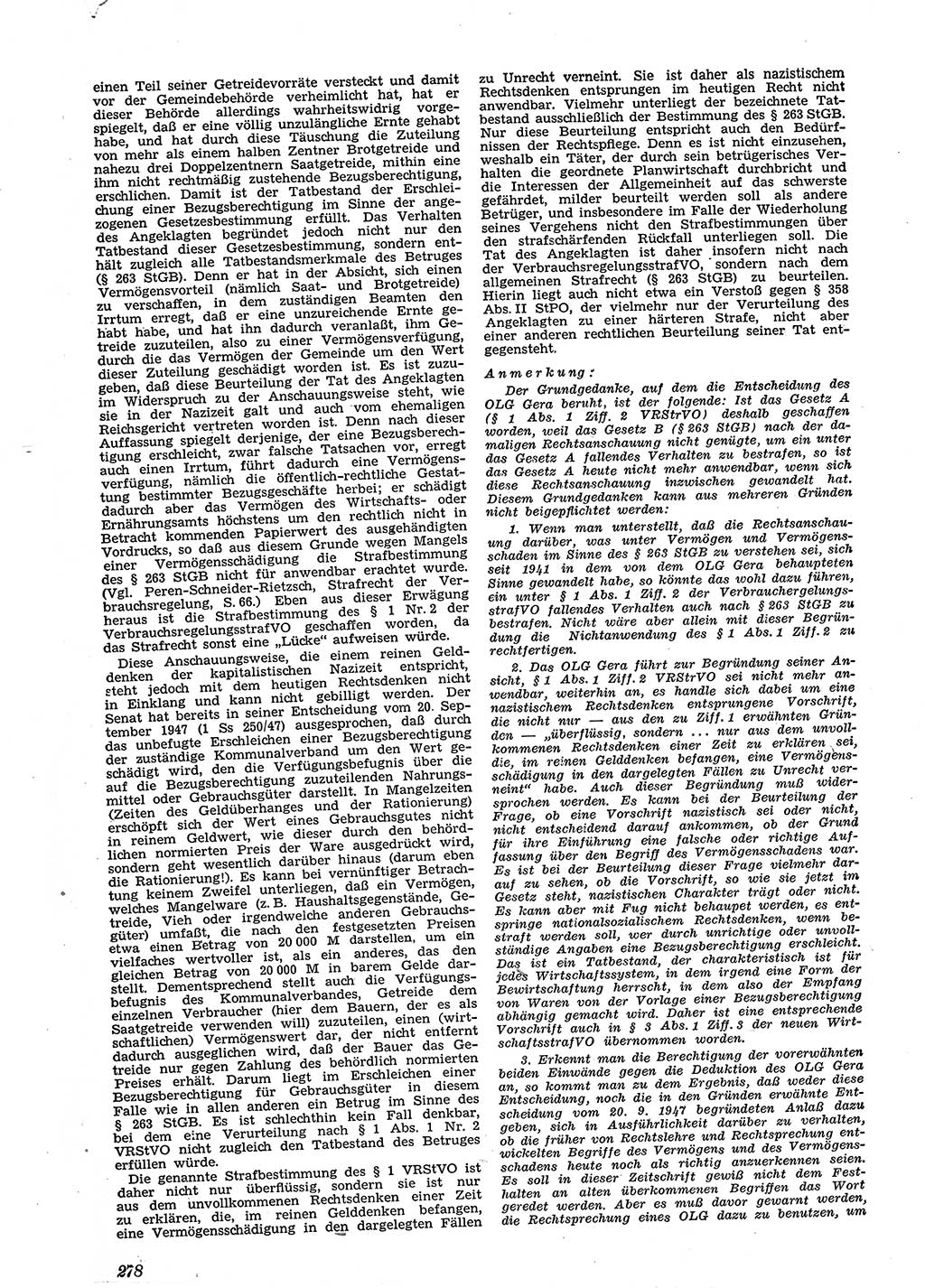 Neue Justiz (NJ), Zeitschrift für Recht und Rechtswissenschaft [Sowjetische Besatzungszone (SBZ) Deutschland], 2. Jahrgang 1948, Seite 278 (NJ SBZ Dtl. 1948, S. 278)