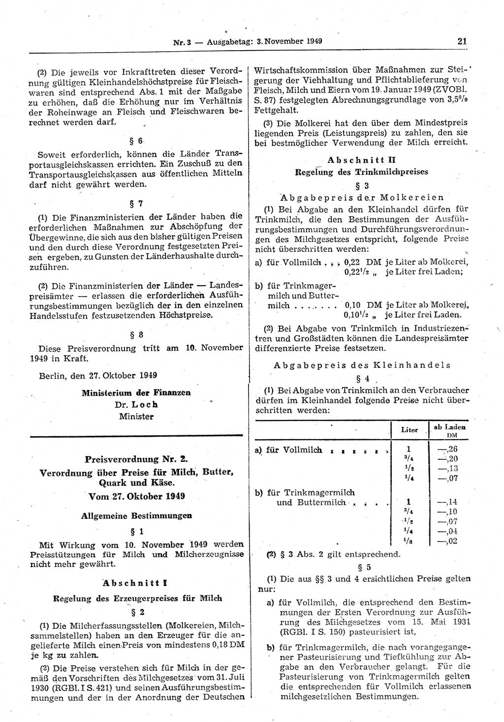 Gesetzblatt (GBl.) der Deutschen Demokratischen Republik (DDR) 1949, Seite 21 (GBl. DDR 1949, S. 21)