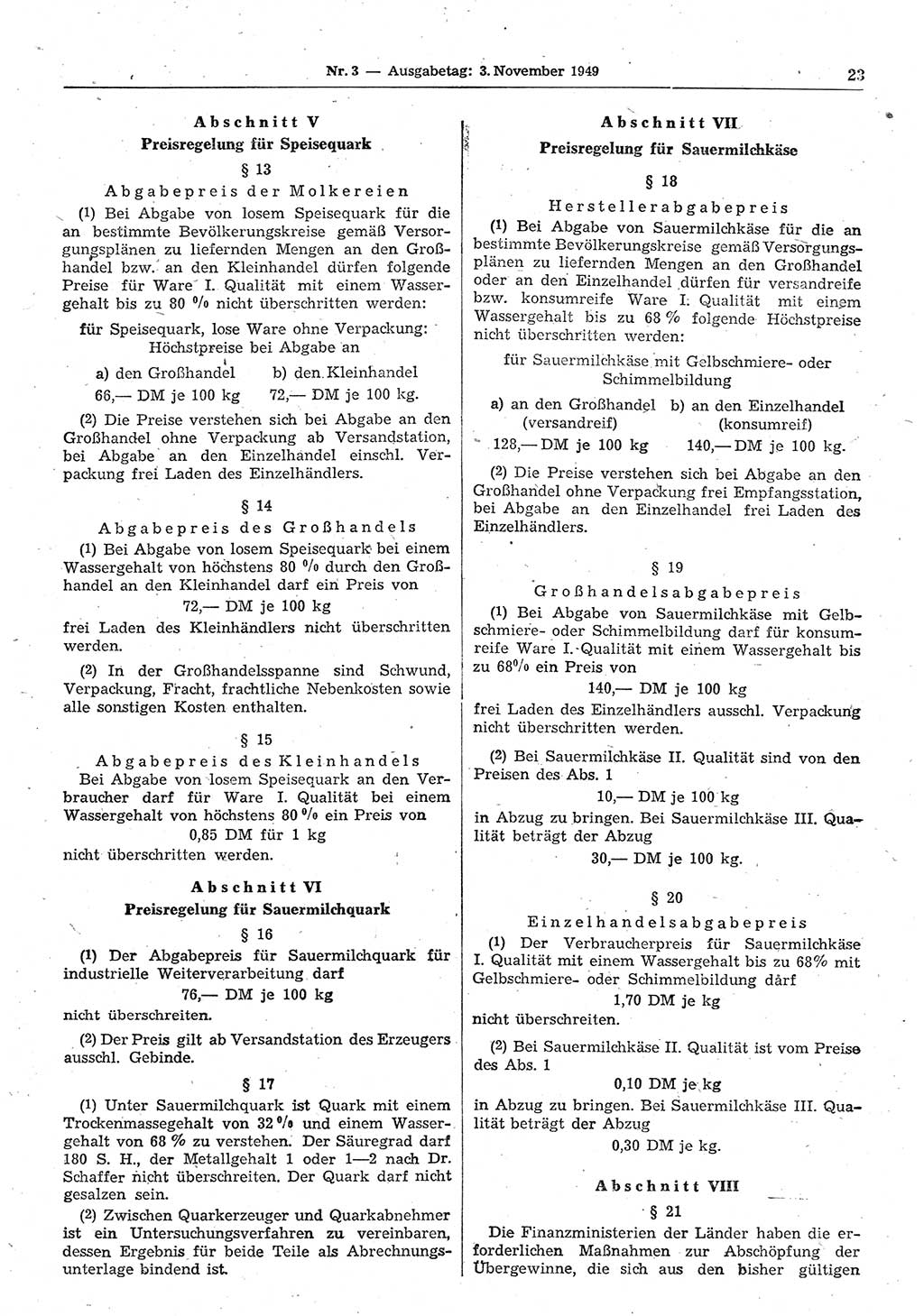 Gesetzblatt (GBl.) der Deutschen Demokratischen Republik (DDR) 1949, Seite 23 (GBl. DDR 1949, S. 23)