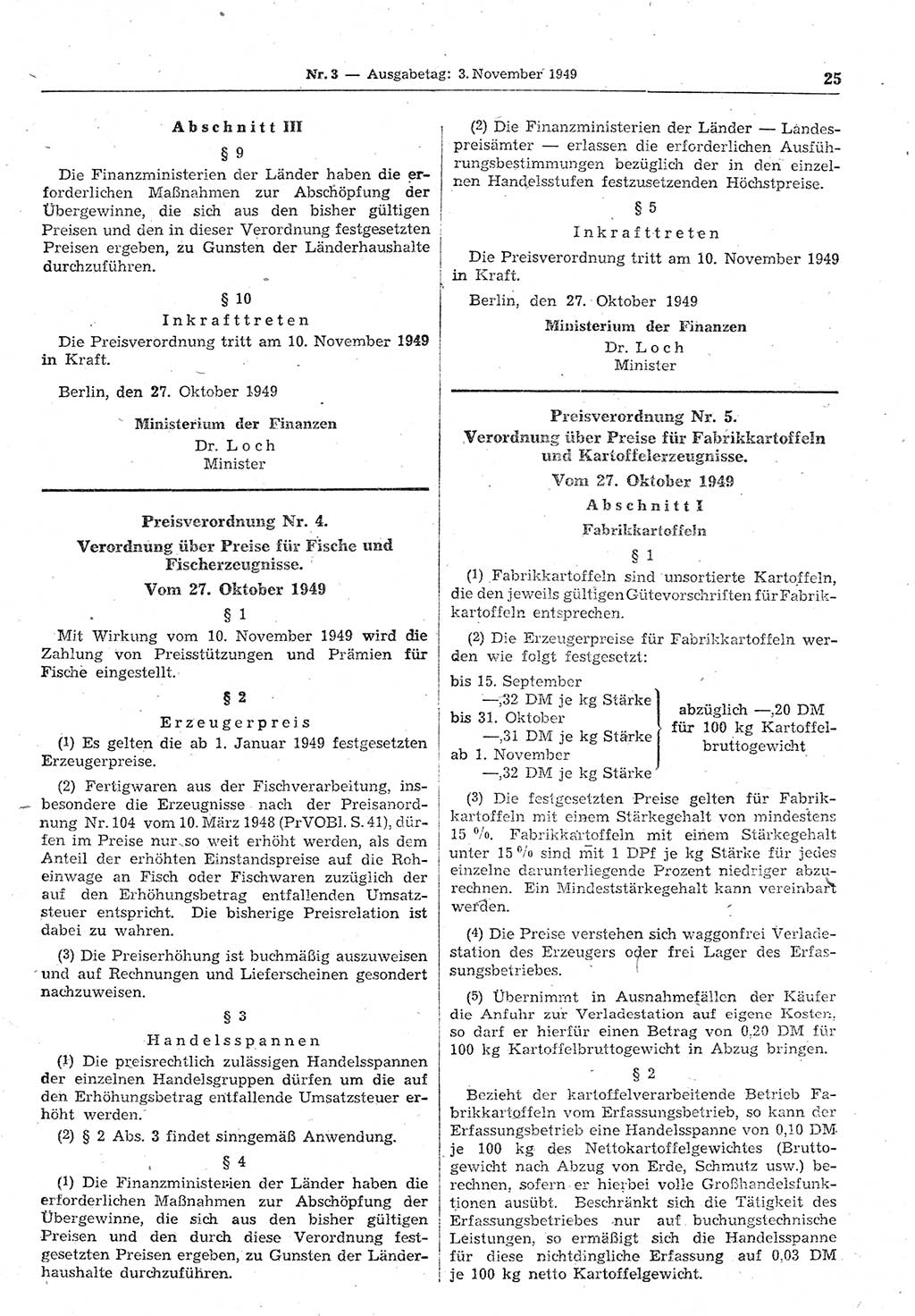 Gesetzblatt (GBl.) der Deutschen Demokratischen Republik (DDR) 1949, Seite 25 (GBl. DDR 1949, S. 25)