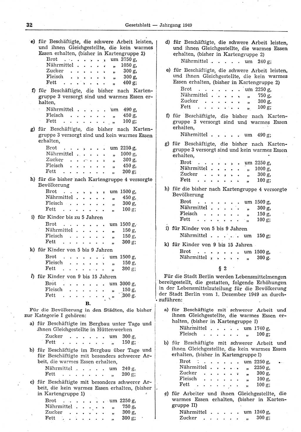 Gesetzblatt (GBl.) der Deutschen Demokratischen Republik (DDR) 1949, Seite 32 (GBl. DDR 1949, S. 32)