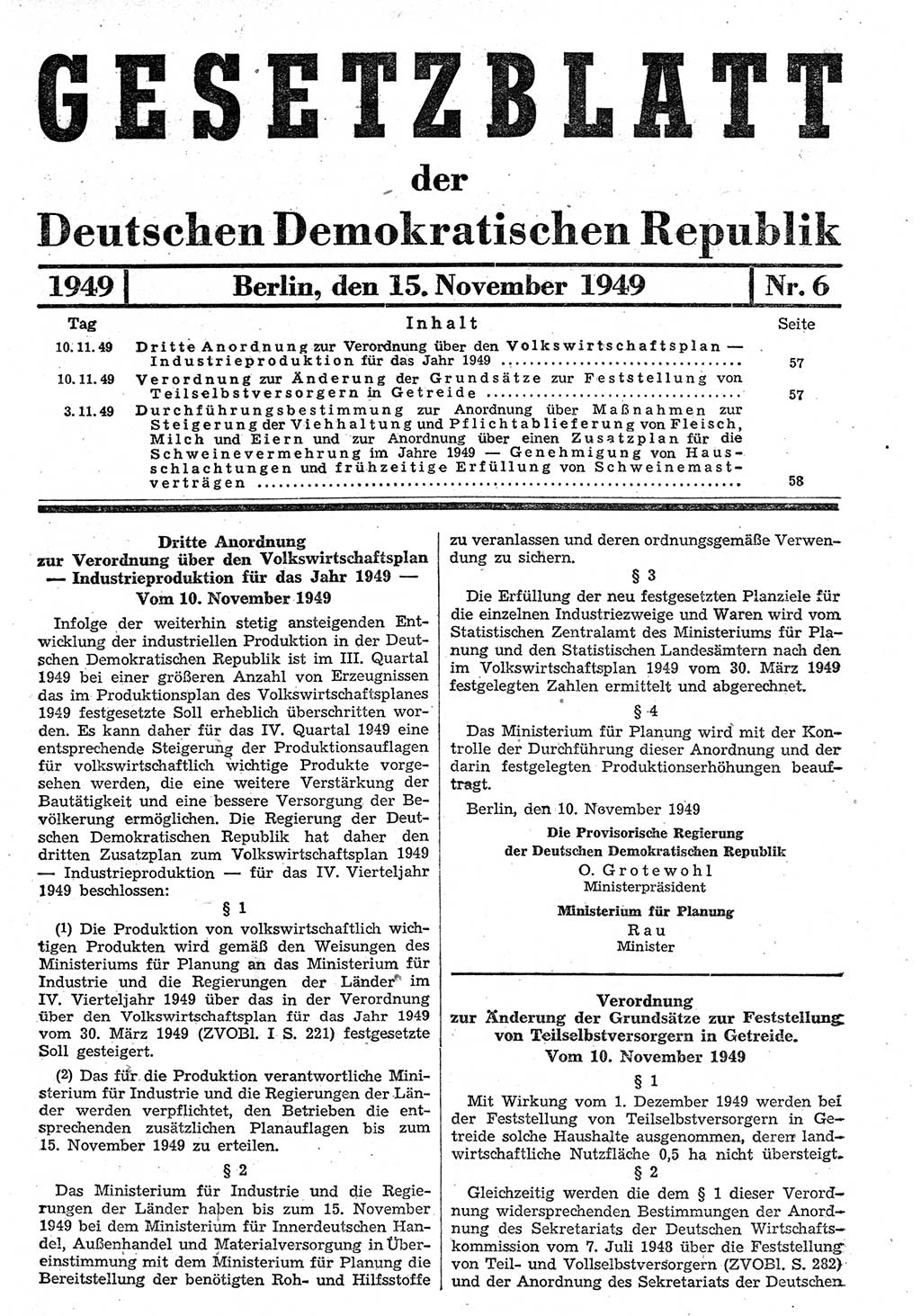 Gesetzblatt (GBl.) der Deutschen Demokratischen Republik (DDR) 1949, Seite 57 (GBl. DDR 1949, S. 57)