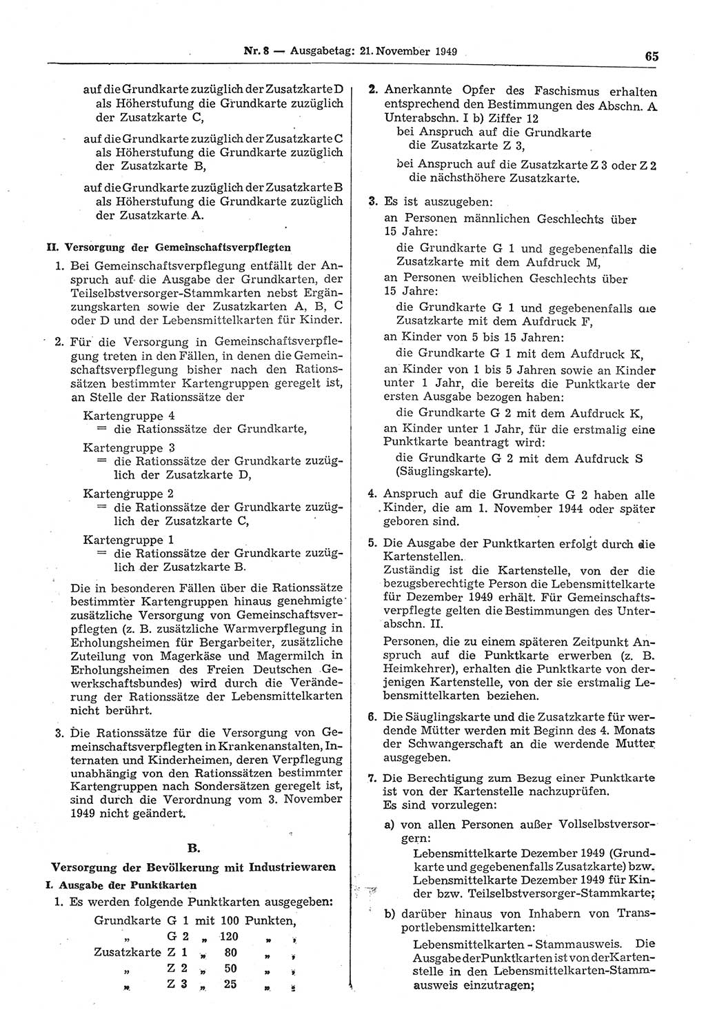Gesetzblatt (GBl.) der Deutschen Demokratischen Republik (DDR) 1949, Seite 65 (GBl. DDR 1949, S. 65)