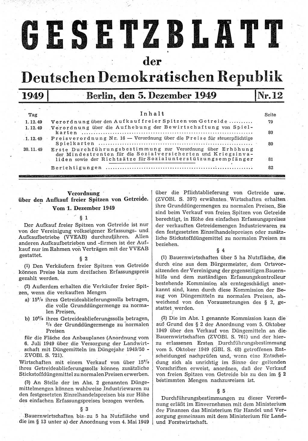 Gesetzblatt (GBl.) der Deutschen Demokratischen Republik (DDR) 1949, Seite 79 (GBl. DDR 1949, S. 79)