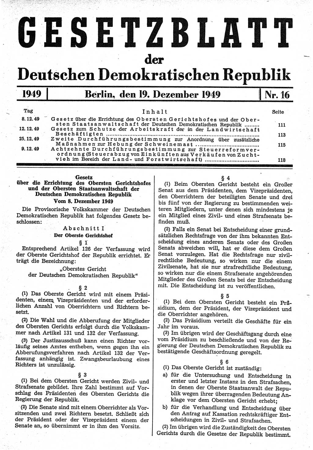 Gesetzblatt (GBl.) der Deutschen Demokratischen Republik (DDR) 1949, Seite 111 (GBl. DDR 1949, S. 111)