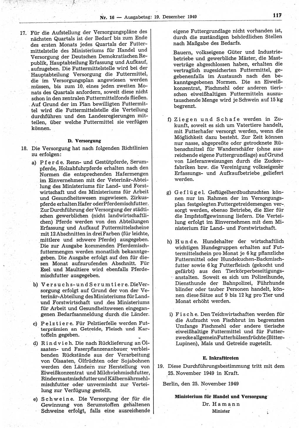 Gesetzblatt (GBl.) der Deutschen Demokratischen Republik (DDR) 1949, Seite 117 (GBl. DDR 1949, S. 117)