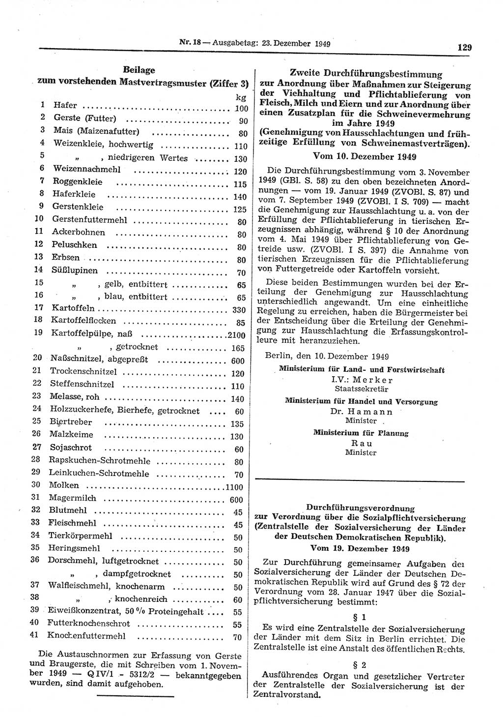 Gesetzblatt (GBl.) der Deutschen Demokratischen Republik (DDR) 1949, Seite 129 (GBl. DDR 1949, S. 129)