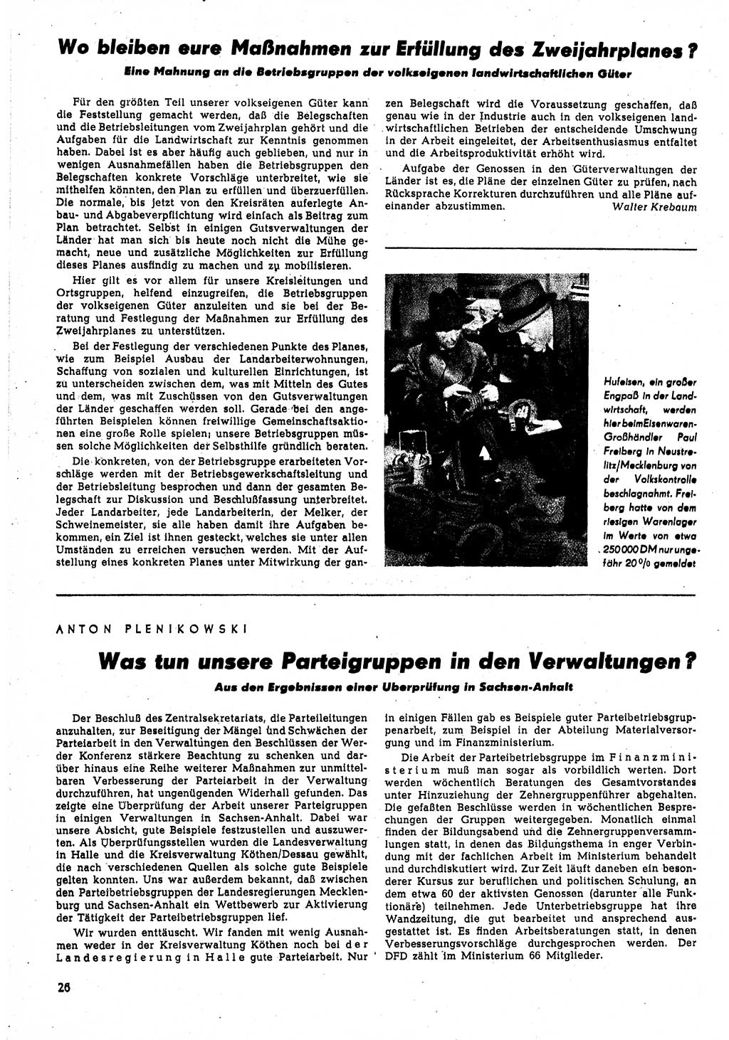 Neuer Weg (NW), Monatsschrift für aktuelle Fragen der Arbeiterbewegung [Parteivorstand (PV) Sozialistische Einheitspartei Deutschlands (SED)], 4. Jahrgang [Sowjetische Besatzungszone (SBZ) Deutschlands, Deutsche Demokratische Republik (DDR)] 1949, Heft 4/26 (NW PV SED SBZ Dtl. DDR 1949, H. 4/26)