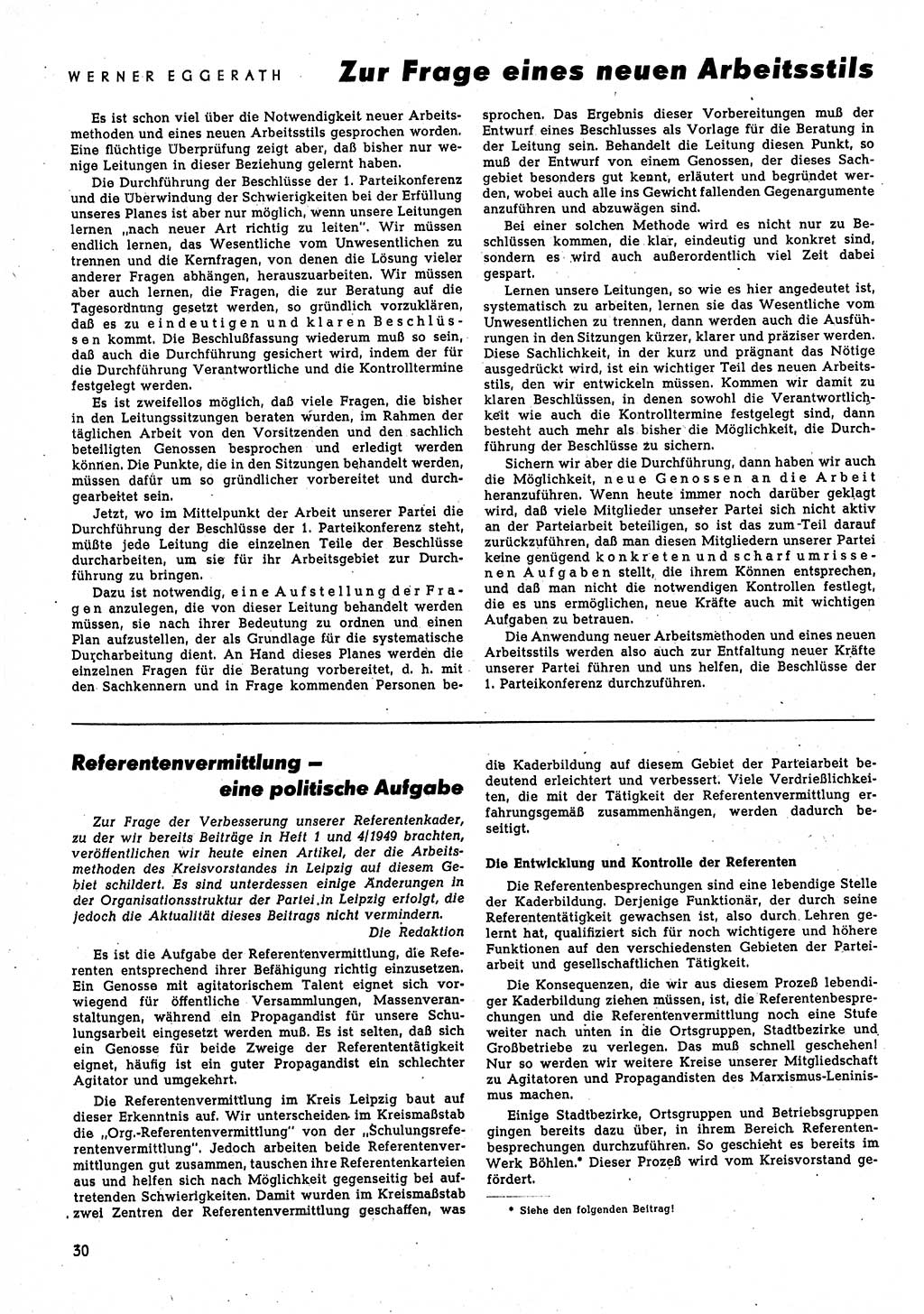 Neuer Weg (NW), Monatsschrift für aktuelle Fragen der Arbeiterbewegung [Parteivorstand (PV) Sozialistische Einheitspartei Deutschlands (SED)], 4. Jahrgang [Sowjetische Besatzungszone (SBZ) Deutschlands, Deutsche Demokratische Republik (DDR)] 1949, Heft 6/30 (NW PV SED SBZ Dtl. DDR 1949, H. 6/30)