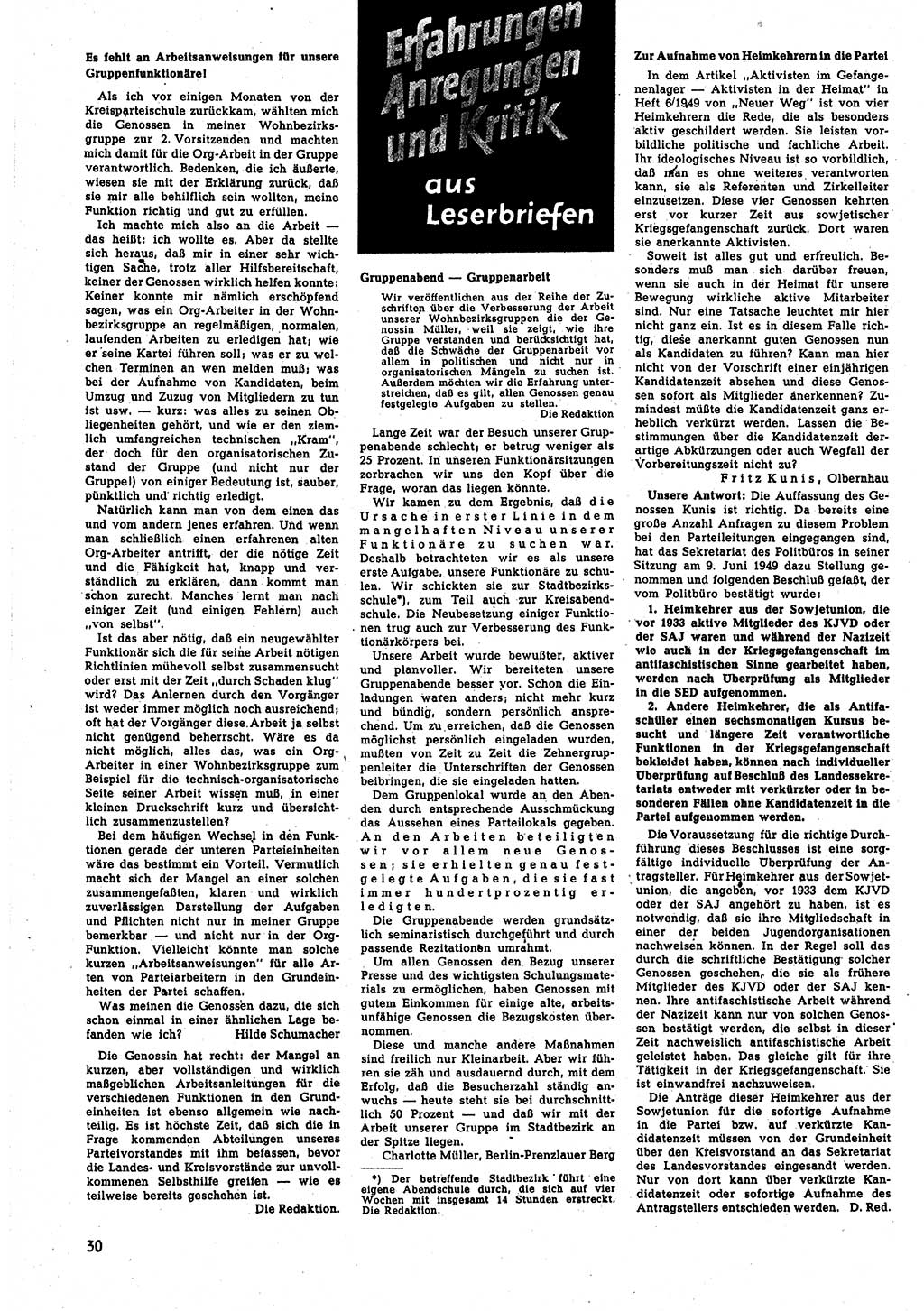 Neuer Weg (NW), Monatsschrift für aktuelle Fragen der Arbeiterbewegung [Parteivorstand (PV) Sozialistische Einheitspartei Deutschlands (SED)], 4. Jahrgang [Sowjetische Besatzungszone (SBZ) Deutschlands, Deutsche Demokratische Republik (DDR)] 1949, Heft 8/30 (NW PV SED SBZ Dtl. DDR 1949, H. 8/30)
