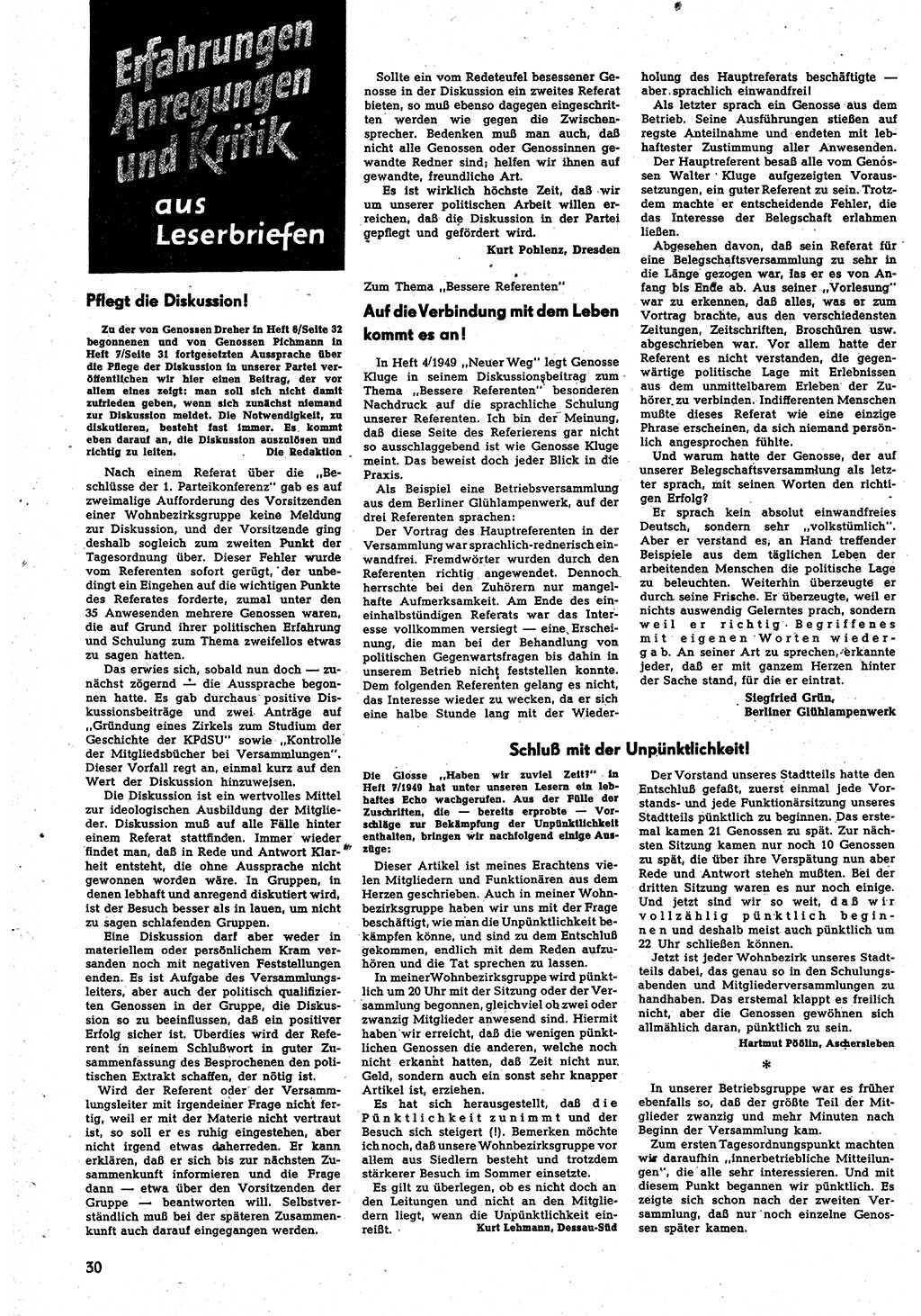 Neuer Weg (NW), Monatsschrift für aktuelle Fragen der Arbeiterbewegung [Parteivorstand (PV) Sozialistische Einheitspartei Deutschlands (SED)], 4. Jahrgang [Sowjetische Besatzungszone (SBZ) Deutschlands, Deutsche Demokratische Republik (DDR)] 1949, Heft 9/30 (NW PV SED SBZ Dtl. DDR 1949, H. 9/30)