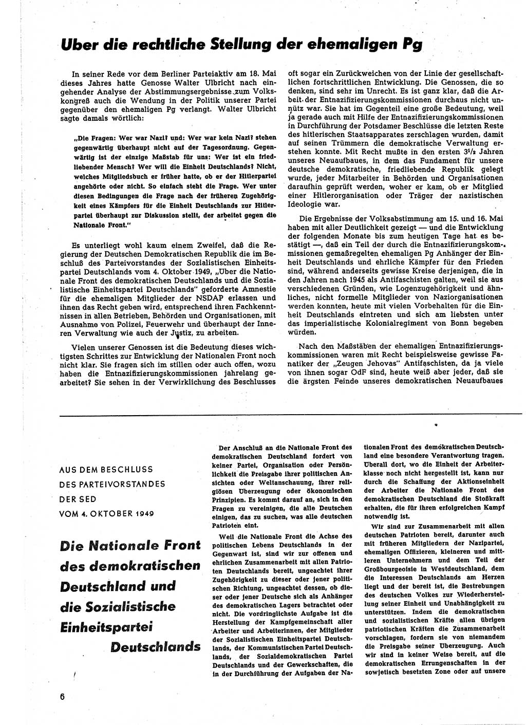 Neuer Weg (NW), Monatsschrift für aktuelle Fragen der Arbeiterbewegung [Parteivorstand (PV) Sozialistische Einheitspartei Deutschlands (SED)], 4. Jahrgang [Sowjetische Besatzungszone (SBZ) Deutschlands, Deutsche Demokratische Republik (DDR)] 1949, Heft 11/6 (NW PV SED SBZ Dtl. DDR 1949, H. 11/6)