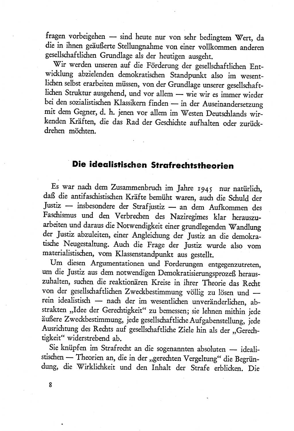 Probleme eines demokratischen Strafrechts [Sowjetische Besatzungszone (SBZ) Deutschlands] 1949, Seite 8 (Probl. Strafr. SBZ Dtl. 1949, S. 8)