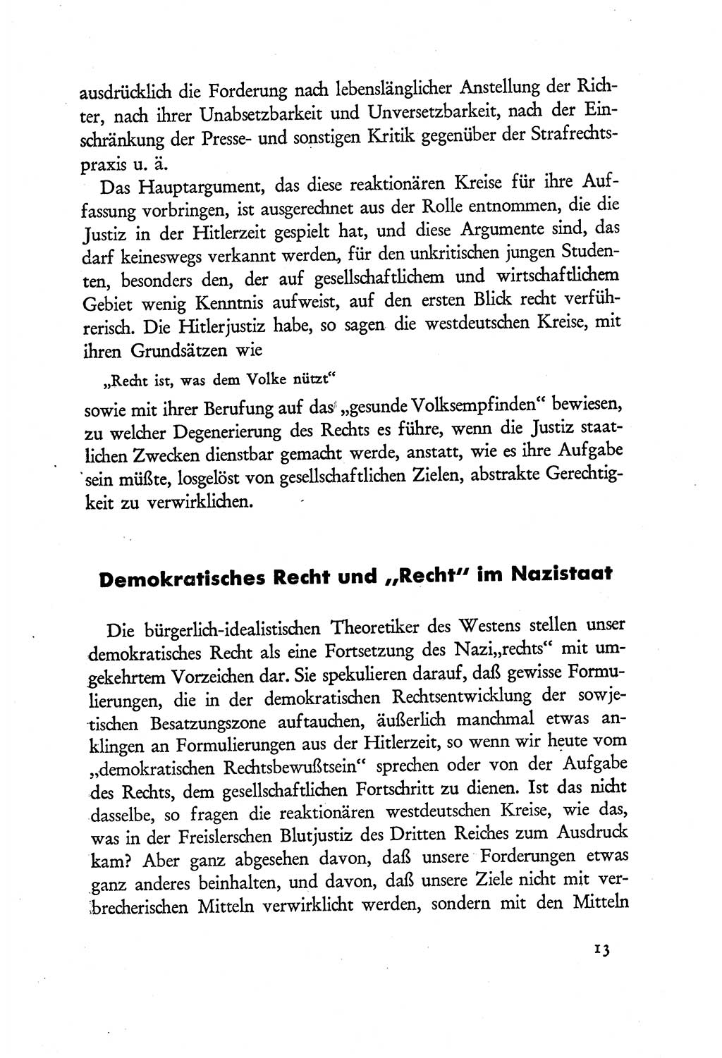 Probleme eines demokratischen Strafrechts [Sowjetische Besatzungszone (SBZ) Deutschlands] 1949, Seite 13 (Probl. Strafr. SBZ Dtl. 1949, S. 13)
