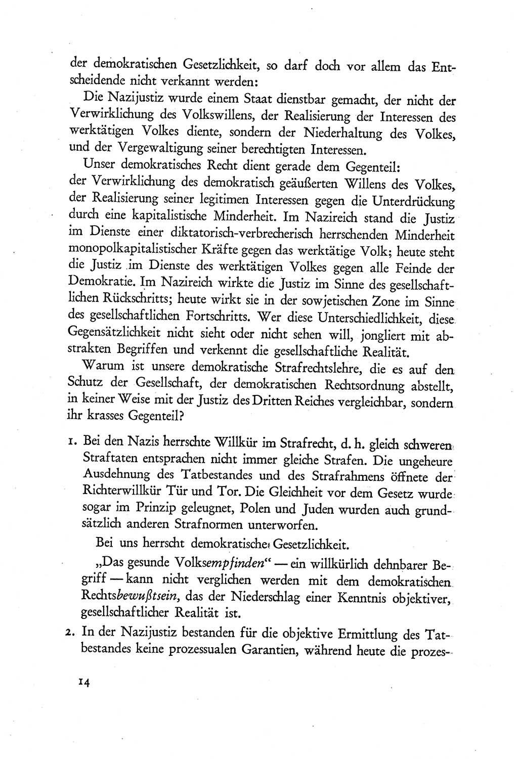Probleme eines demokratischen Strafrechts [Sowjetische Besatzungszone (SBZ) Deutschlands] 1949, Seite 14 (Probl. Strafr. SBZ Dtl. 1949, S. 14)