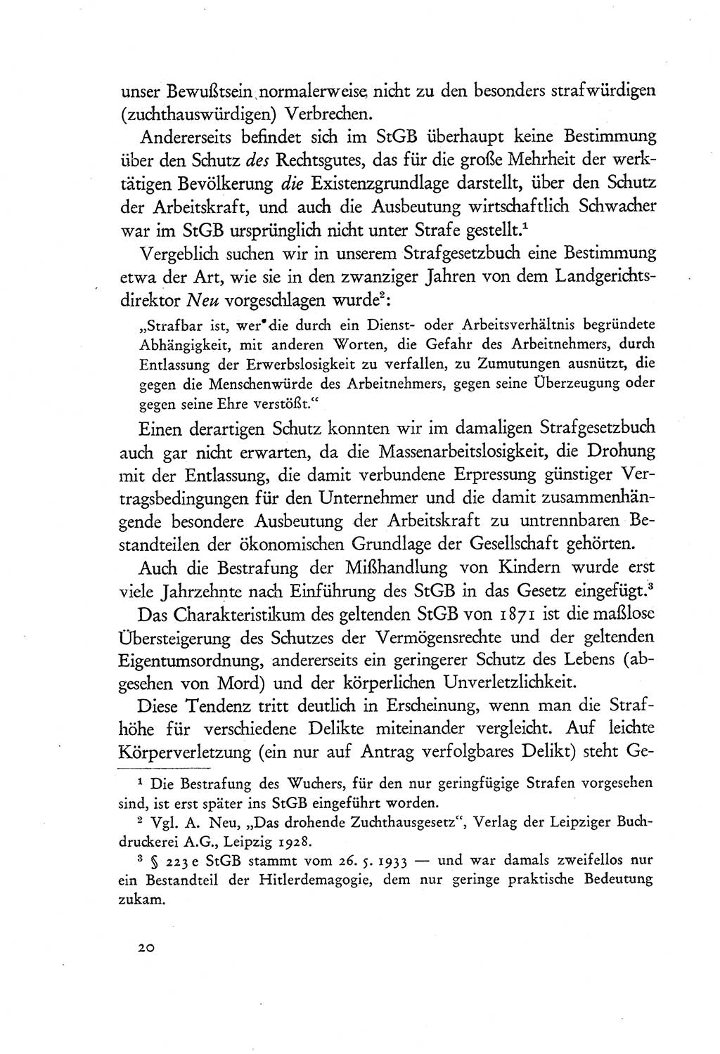 Probleme eines demokratischen Strafrechts [Sowjetische Besatzungszone (SBZ) Deutschlands] 1949, Seite 20 (Probl. Strafr. SBZ Dtl. 1949, S. 20)