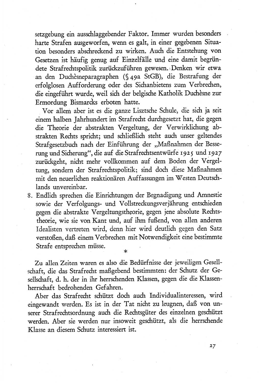 Probleme eines demokratischen Strafrechts [Sowjetische Besatzungszone (SBZ) Deutschlands] 1949, Seite 27 (Probl. Strafr. SBZ Dtl. 1949, S. 27)