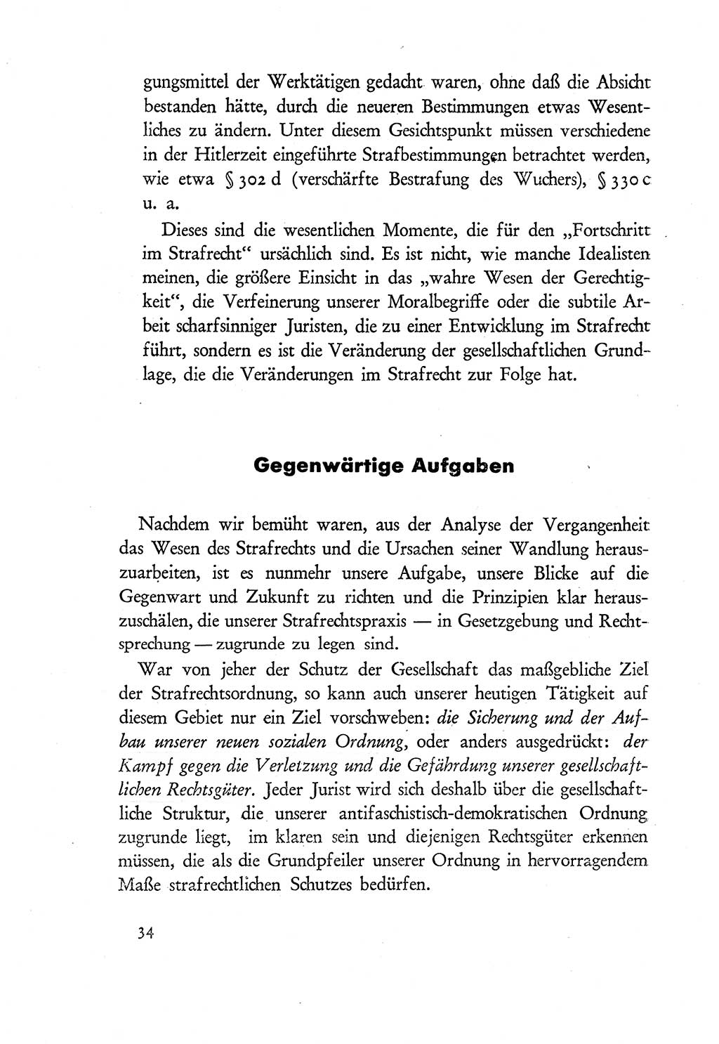Probleme eines demokratischen Strafrechts [Sowjetische Besatzungszone (SBZ) Deutschlands] 1949, Seite 34 (Probl. Strafr. SBZ Dtl. 1949, S. 34)