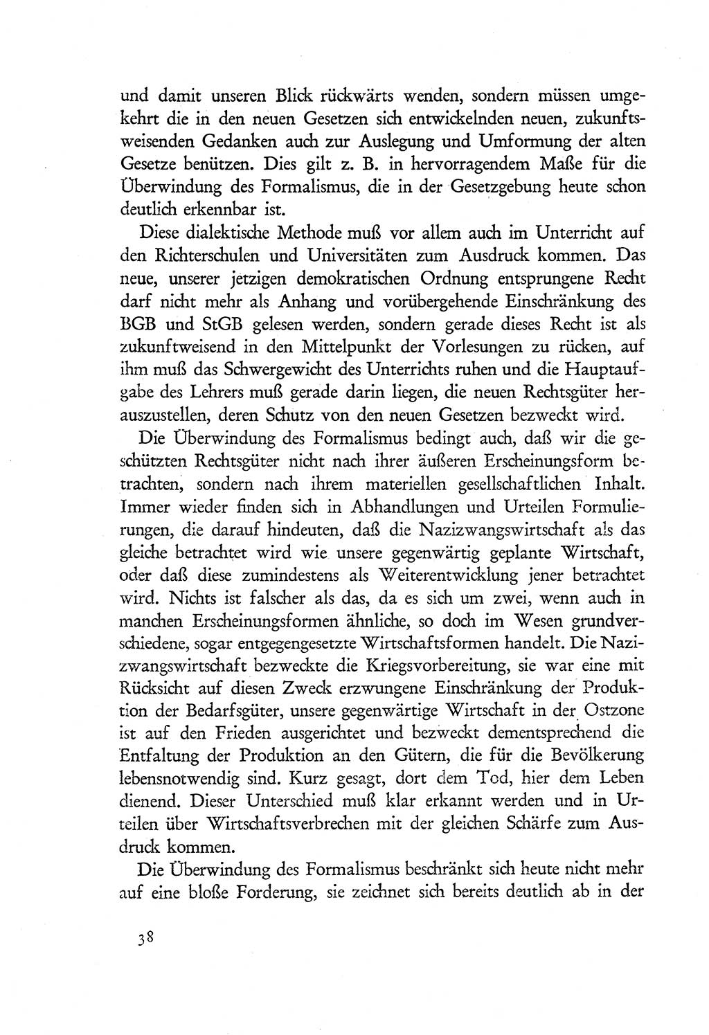 Probleme eines demokratischen Strafrechts [Sowjetische Besatzungszone (SBZ) Deutschlands] 1949, Seite 38 (Probl. Strafr. SBZ Dtl. 1949, S. 38)