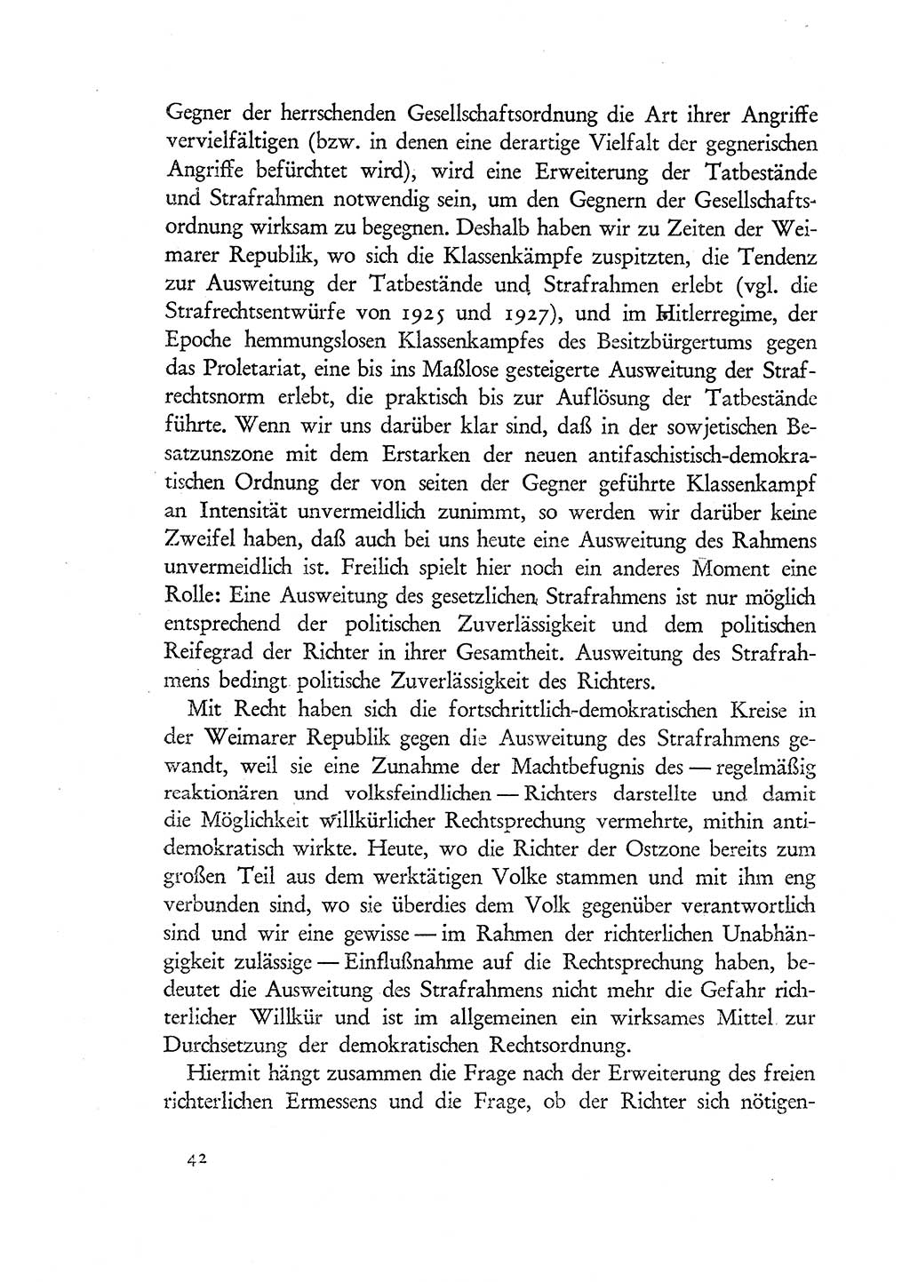 Probleme eines demokratischen Strafrechts [Sowjetische Besatzungszone (SBZ) Deutschlands] 1949, Seite 42 (Probl. Strafr. SBZ Dtl. 1949, S. 42)