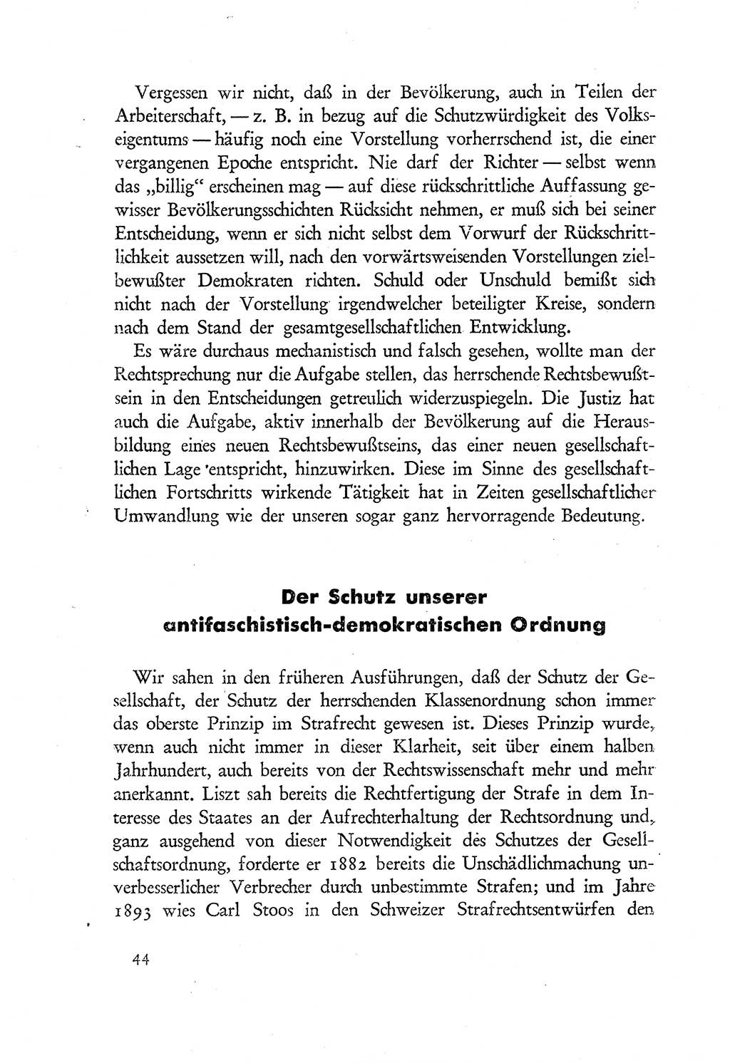 Probleme eines demokratischen Strafrechts [Sowjetische Besatzungszone (SBZ) Deutschlands] 1949, Seite 44 (Probl. Strafr. SBZ Dtl. 1949, S. 44)
