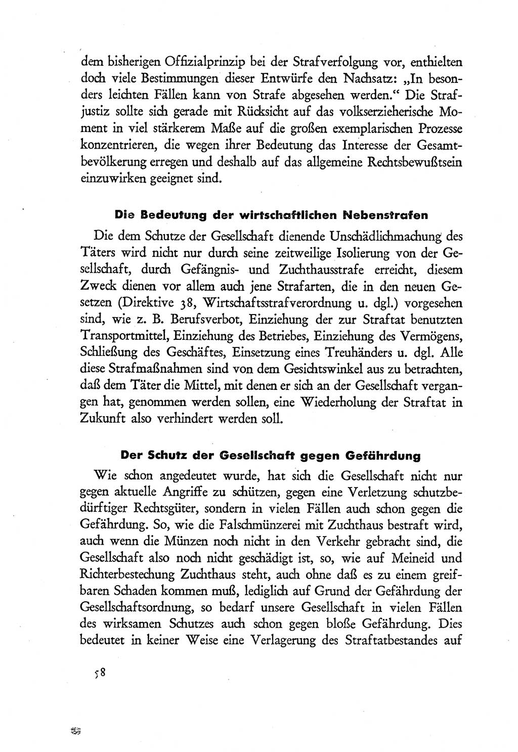 Probleme eines demokratischen Strafrechts [Sowjetische Besatzungszone (SBZ) Deutschlands] 1949, Seite 58 (Probl. Strafr. SBZ Dtl. 1949, S. 58)