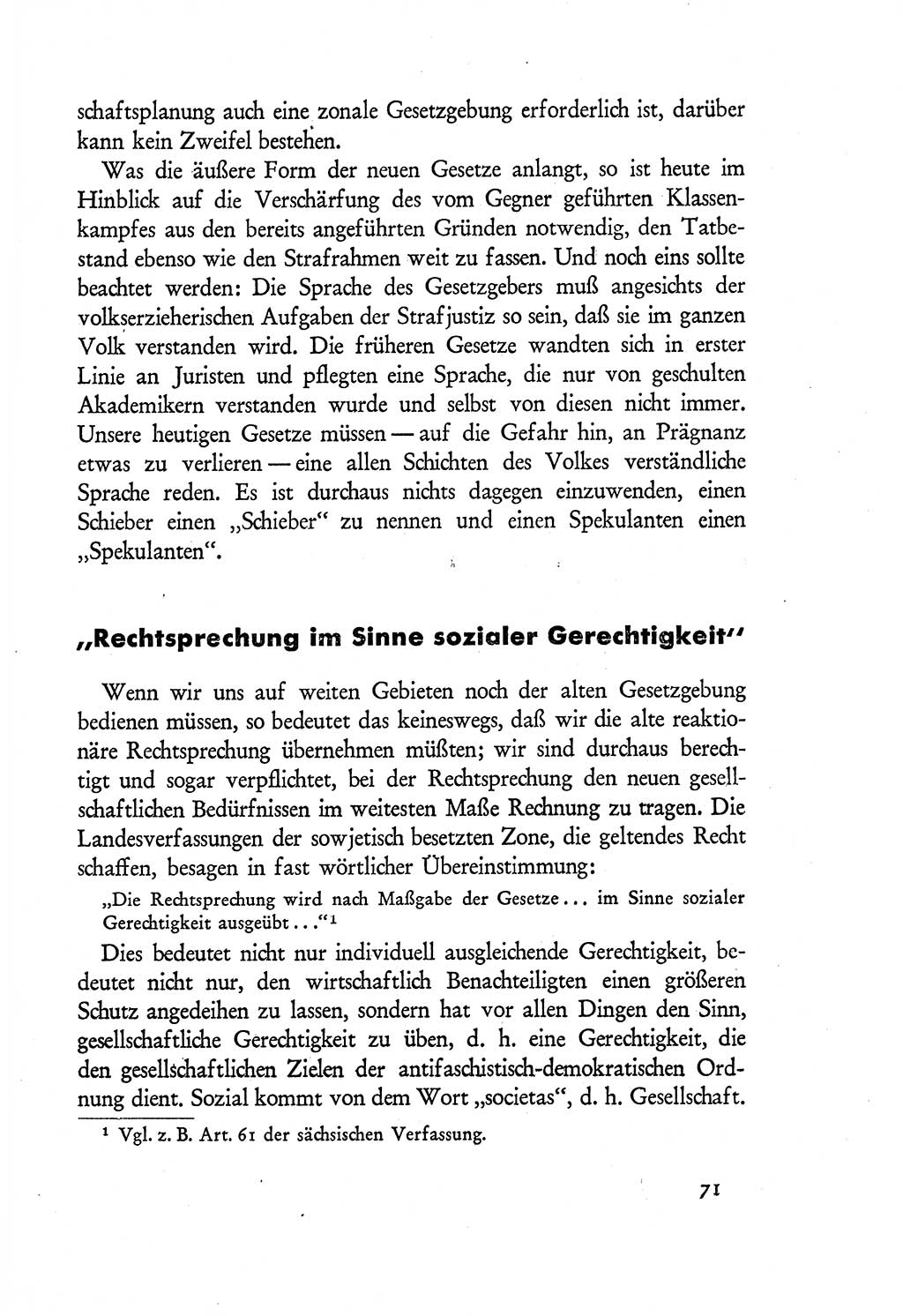 Probleme eines demokratischen Strafrechts [Sowjetische Besatzungszone (SBZ) Deutschlands] 1949, Seite 71 (Probl. Strafr. SBZ Dtl. 1949, S. 71)