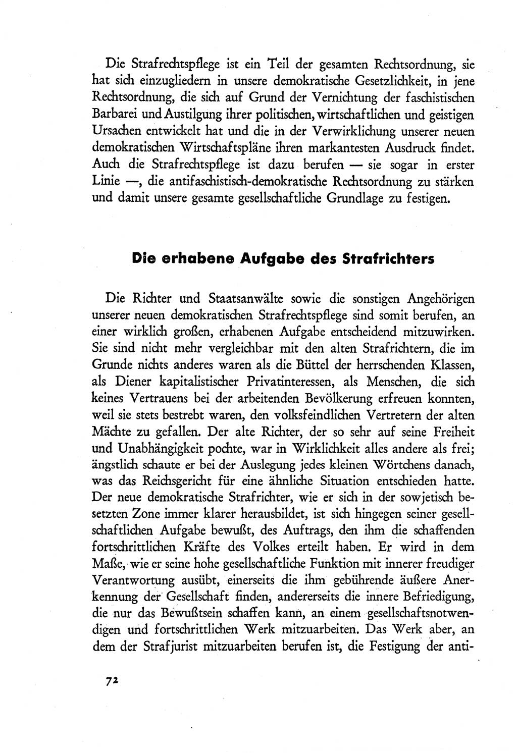 Probleme eines demokratischen Strafrechts [Sowjetische Besatzungszone (SBZ) Deutschlands] 1949, Seite 72 (Probl. Strafr. SBZ Dtl. 1949, S. 72)