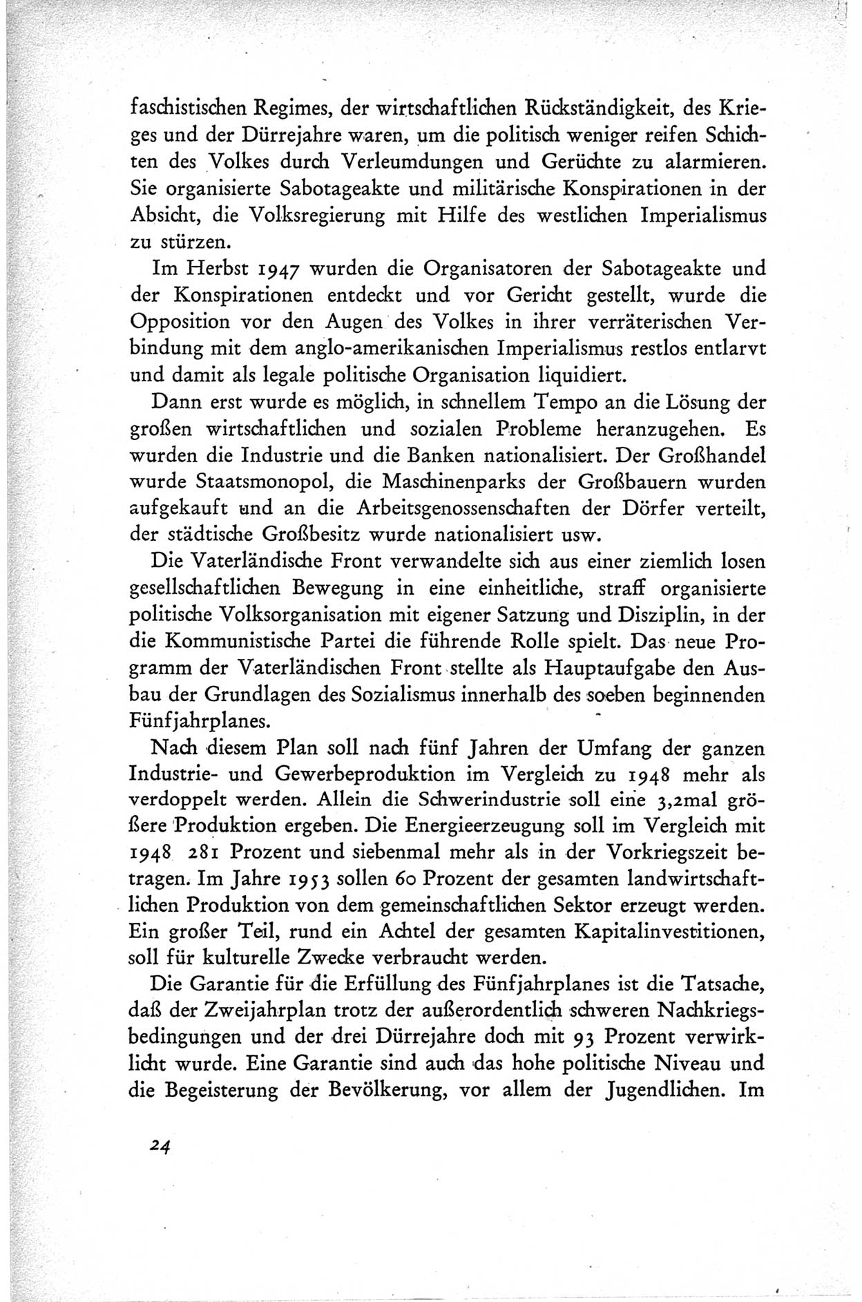 Protokoll der ersten Parteikonferenz der Sozialistischen Einheitspartei Deutschlands (SED) [Sowjetische Besatzungszone (SBZ) Deutschlands] vom 25. bis 28. Januar 1949 im Hause der Deutschen Wirtschaftskommission zu Berlin, Seite 24 (Prot. 1. PK SED SBZ Dtl. 1949, S. 24)