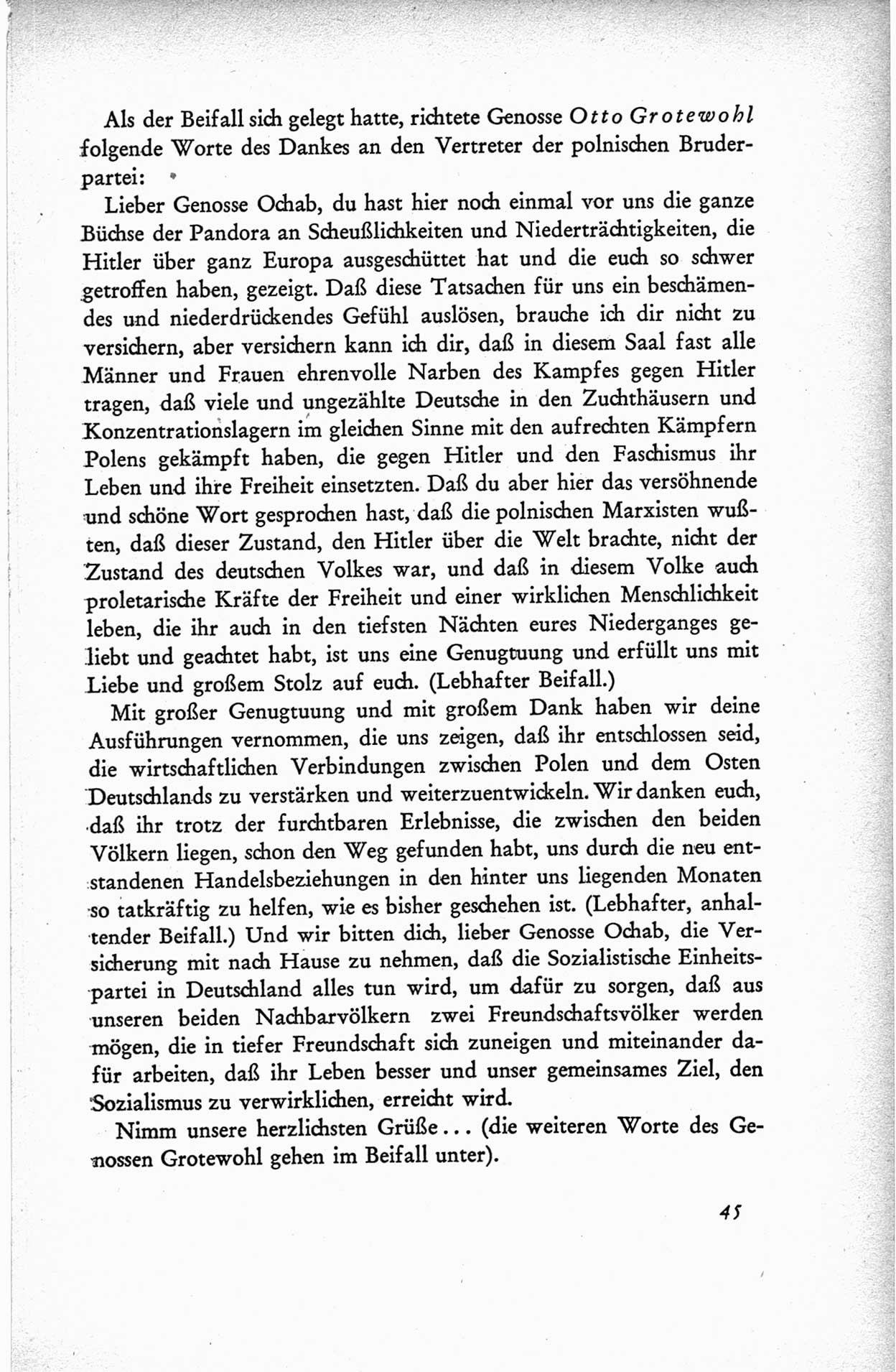 Protokoll der ersten Parteikonferenz der Sozialistischen Einheitspartei Deutschlands (SED) [Sowjetische Besatzungszone (SBZ) Deutschlands] vom 25. bis 28. Januar 1949 im Hause der Deutschen Wirtschaftskommission zu Berlin, Seite 45 (Prot. 1. PK SED SBZ Dtl. 1949, S. 45)